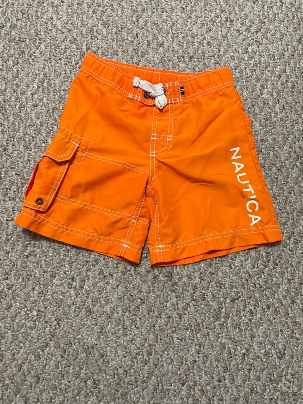 Nautica Orange Boys Swim Shorts with White Drawstring